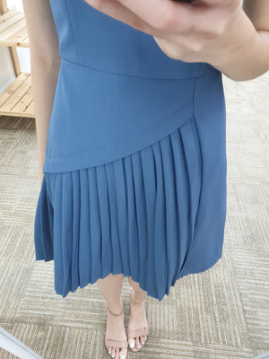 Pleated Slant Hem Dress - Ferlicious