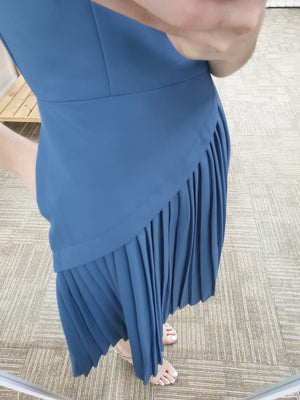 Pleated Slant Hem Dress - Ferlicious