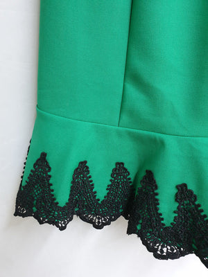 Crochet Lace Trim Cold Shoulder Dress - Ferlicious
