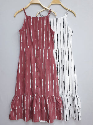 Button Down Ruffled Dress - Ferlicious