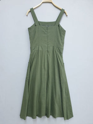 Linen Button Down Dress - Ferlicious