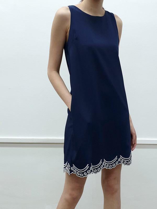 Silver Scallop Embroidery Dress - Ferlicious