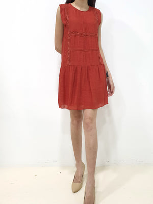 Joyce Crochet Dress - Brick (Non-returnable) - Ferlicious