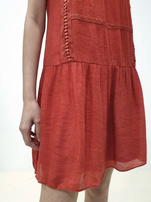 Joyce Crochet Dress - Brick (Non-returnable) - Ferlicious