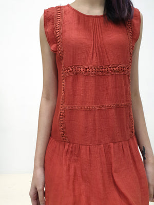 Joyce Crochet Dress - Brick (Non-returnable) - Ferlicious