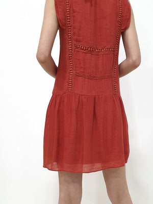 Joyce Crochet Dress - Brick (Non-returnable) - Ferlicious
