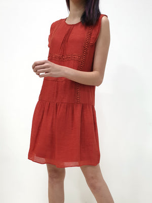 Joyce Crochet Dress - Brick (Non-returnable) - Ferlicious