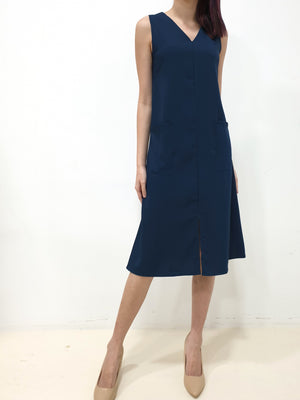 Side Pockets Midi Dress - Blue (Non-returnable) - Ferlicious