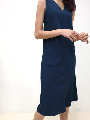 Side Pockets Midi Dress - Blue (Non-returnable) - Ferlicious