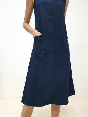 Side Pockets Midi Dress - Blue (Non-returnable) - Ferlicious