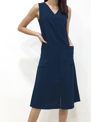 Side Pockets Midi Dress - Blue (Non-returnable) - Ferlicious