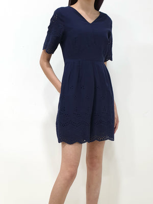Eyelet Trim Romper - Blue (Non-returnable) - Ferlicious