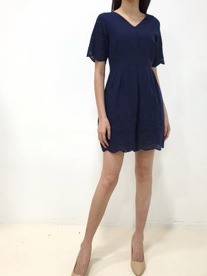 Eyelet Trim Romper - Blue (Non-returnable) - Ferlicious