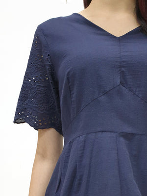 Eyelet Trim Romper - Blue (Non-returnable) - Ferlicious