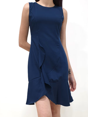 Side Waterfall Dress - Teal (Non-returnable) - Ferlicious