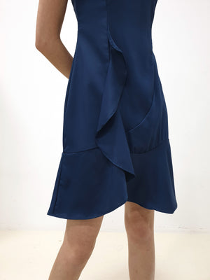 Side Waterfall Dress - Teal (Non-returnable) - Ferlicious