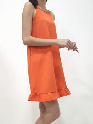 Ruffles Cut In Dress - Orange (Non-returnable) - Ferlicious