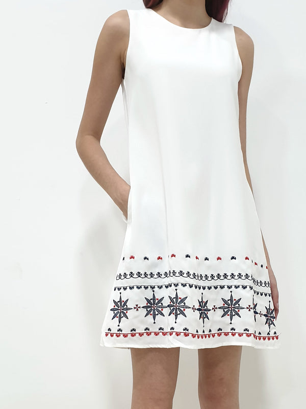 Embroidery Bottom Shift Dress (Non-returnable) - Ferlicious