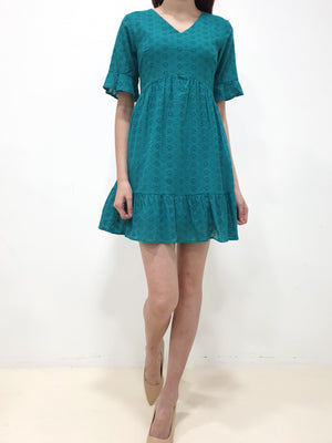 Eyelet Babydoll Dress - Teal (Non-returnable) - Ferlicious