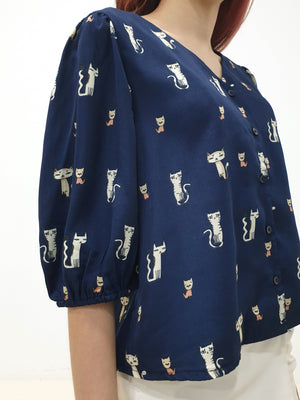 Cat Print Top (Non-returnable) - Ferlicious