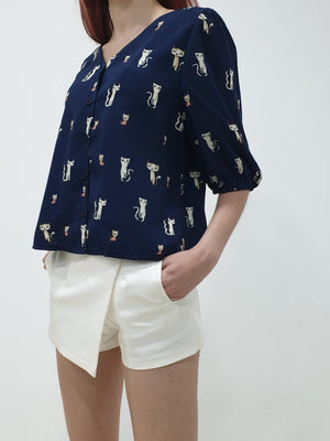 Cat Print Top (Non-returnable) - Ferlicious