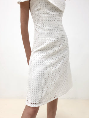 Assym Eyelet Midi - White (Non-returnable) - Ferlicious