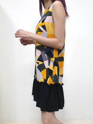 Colour Symphony Ruffles Hem Dress - Yellow