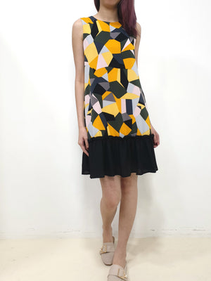 Colour Symphony Ruffles Hem Dress - Yellow