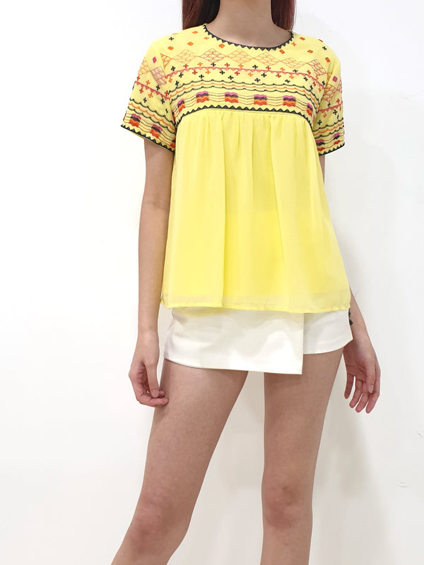 Embroidery Babydoll Top (Non-returnable) - Ferlicious