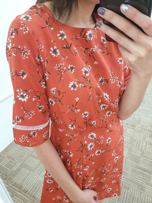 Floral Laser Trim Dress - Ferlicious
