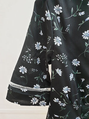 Floral Laser Trim Dress - Ferlicious