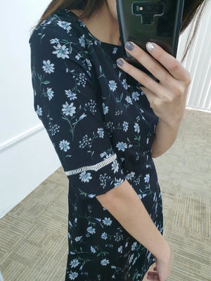 Floral Laser Trim Dress - Ferlicious