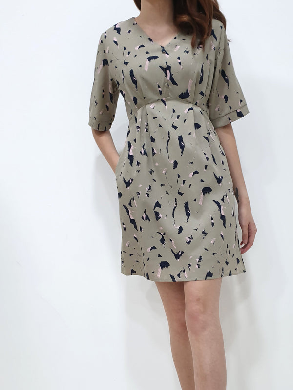 Safari Print Dress - Khaki (Non-returnable) - Ferlicious