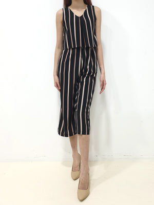 Trio Colour Stripes Jumpsuit (Non-returnable) - Ferlicious