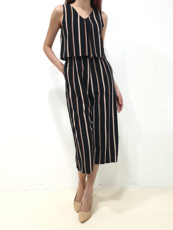 Trio Colour Stripes Jumpsuit (Non-returnable) - Ferlicious