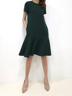 Sleeved Plain Jane Dress - Dark Green (Non-returnable) - Ferlicious