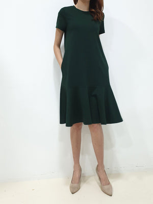 Sleeved Plain Jane Dress - Dark Green (Non-returnable) - Ferlicious