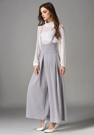 Suspender Flare Leg Jumpsuit - Ferlicious