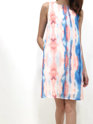 Tie Dye Trapeze Dress - Red (Non-returnable) - Ferlicious