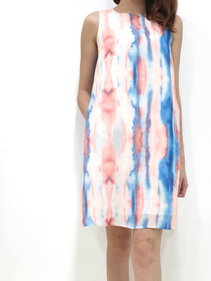 Tie Dye Trapeze Dress - Red (Non-returnable) - Ferlicious