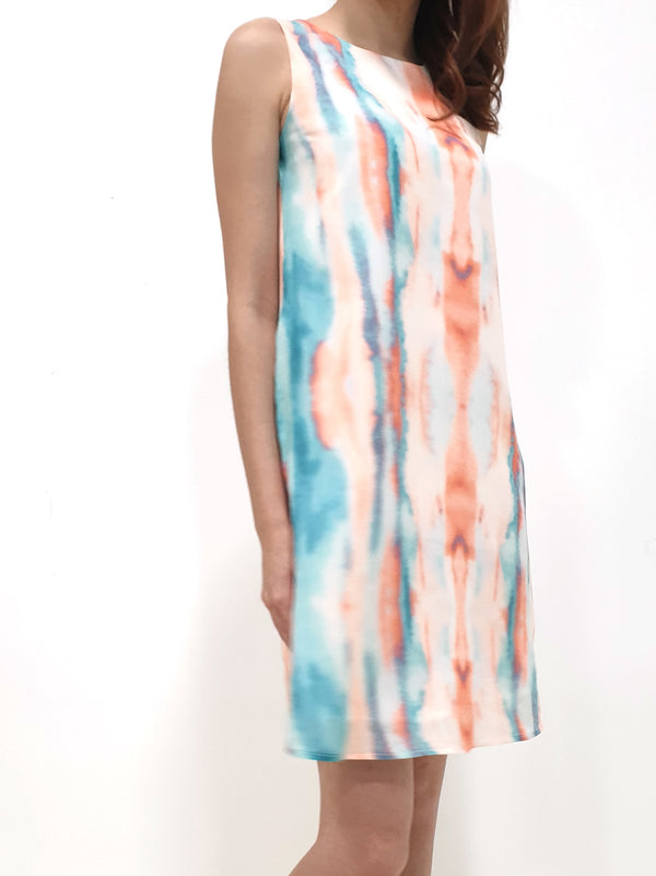 Tie Dye Trapeze Dress - Orange (Non-returnable) - Ferlicious