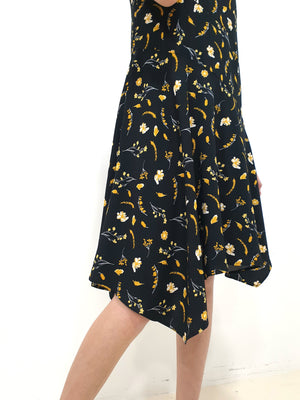 Yellow Print Handkerchief Dress - Black (Non-returnable) - Ferlicious